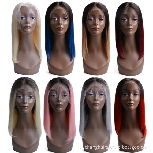 Hot Sale Colored Ombre Color Hair Lace Front Wig Virgin Human Hair Extensions Wigs For Christmas